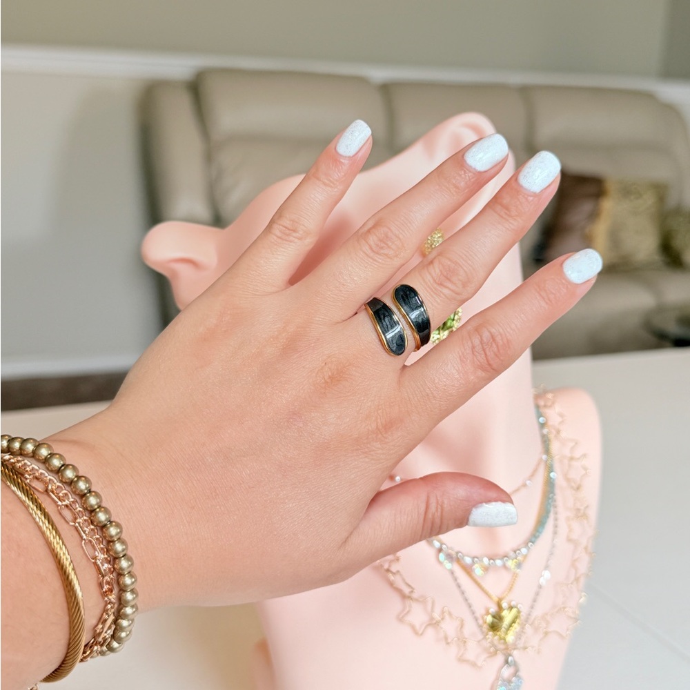 Black Enamel Statement Ring